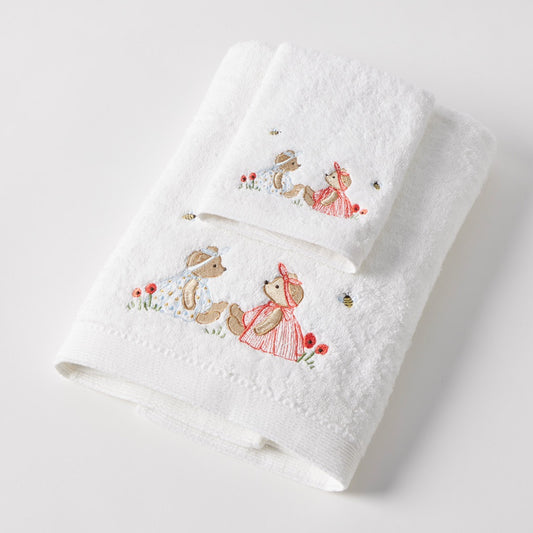 Bath Towel & Face Washer in Organza Bag - Bear Adventures