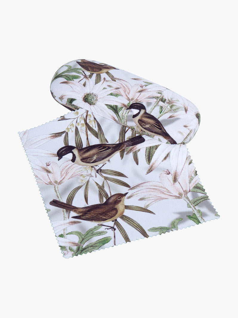 Flannel Flowers Glasses Case and Lens Cleaner Set