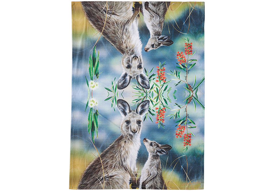 Fauna of Aus - Kangaroo & Joey Kitchen Towel