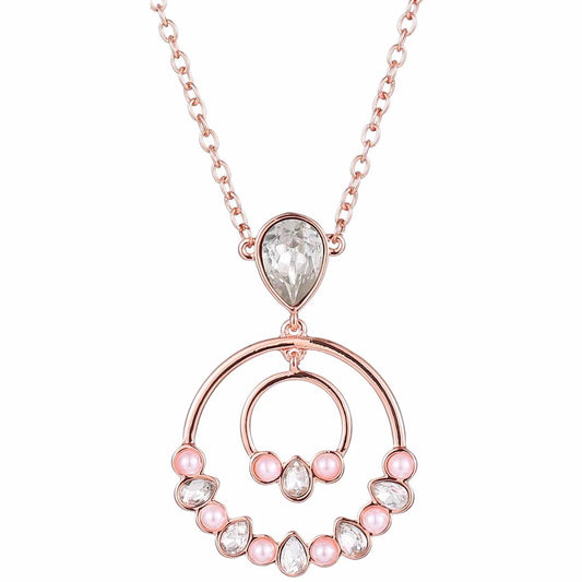 Rose Gold Pink Pearl & Crystal Necklace
