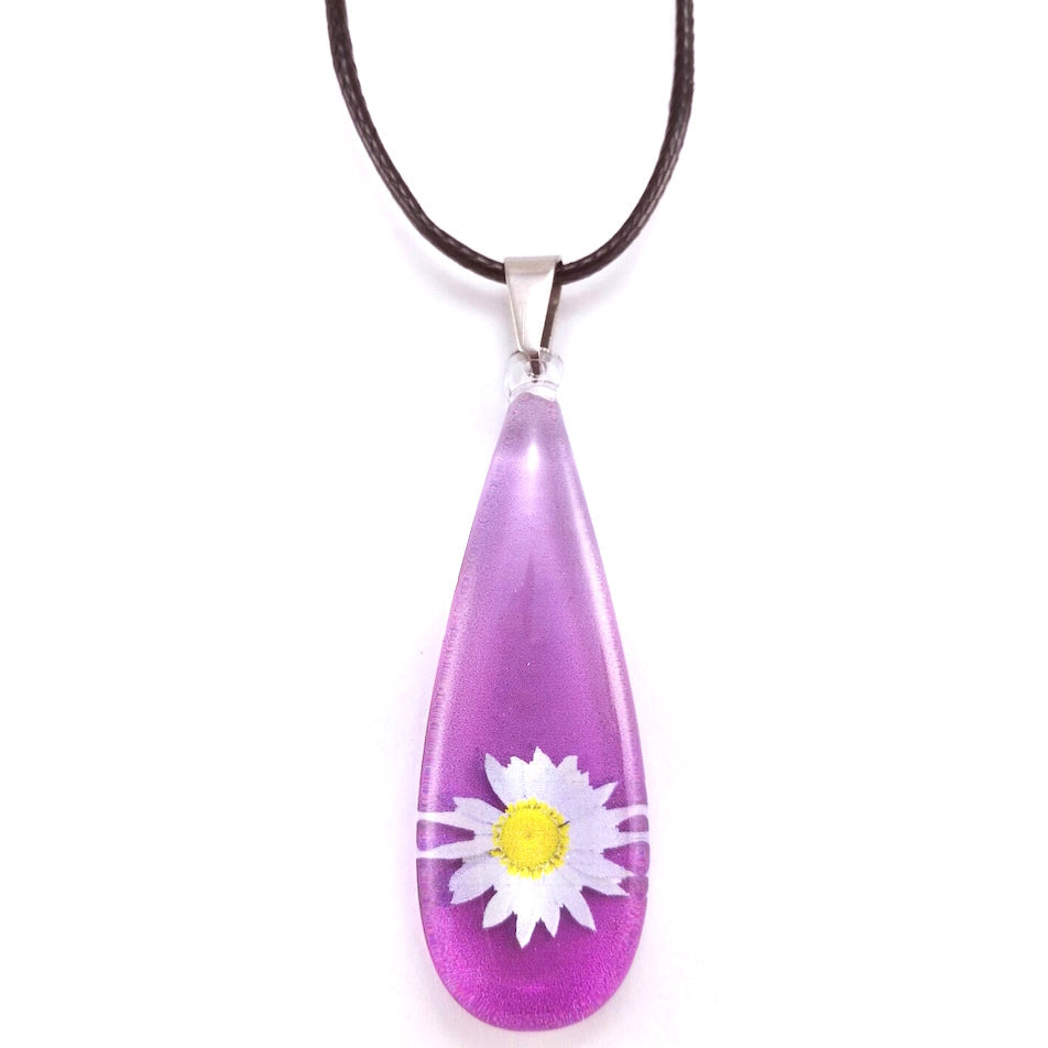 Huia Giftware Pendant - Opaque Daisy (Purple)