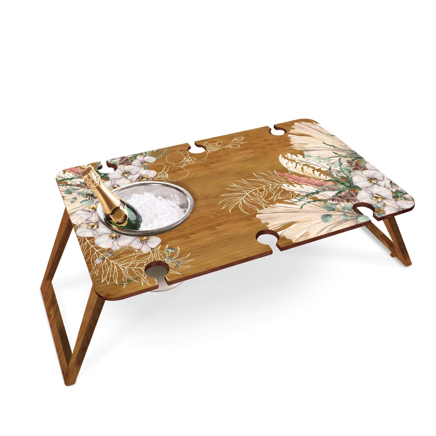 Large Bamboo Picnic Table with Ice Bucket - Vanilla Dreams