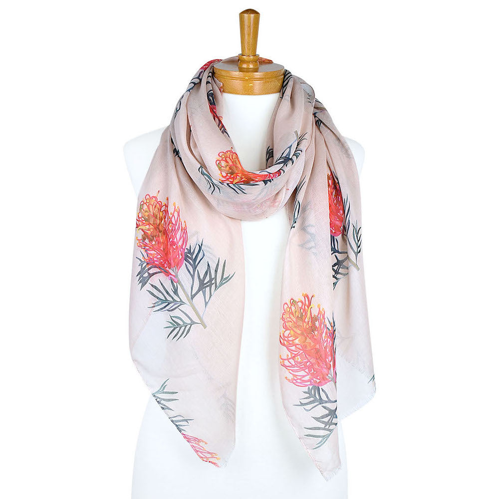 Beige Grevillea Flower Scarf