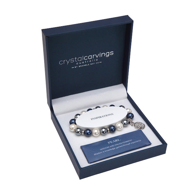 Tree of Life Bracelet - Cultured Pearl White/Grey/Blue