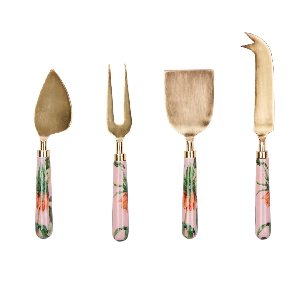 Enchanted Summer Pink - Brass Cheese Knife Set of 4