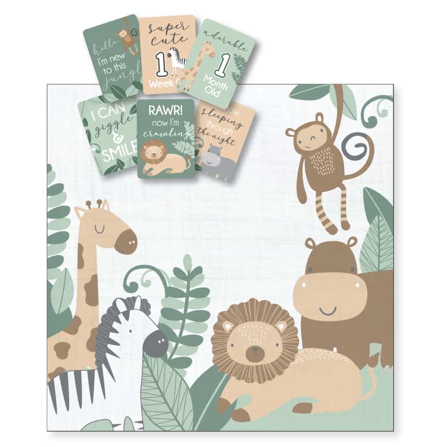 Milestone Muslin Set - Safari Animals