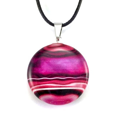 Huia Giftware Pendant - Round Marble (Pink)