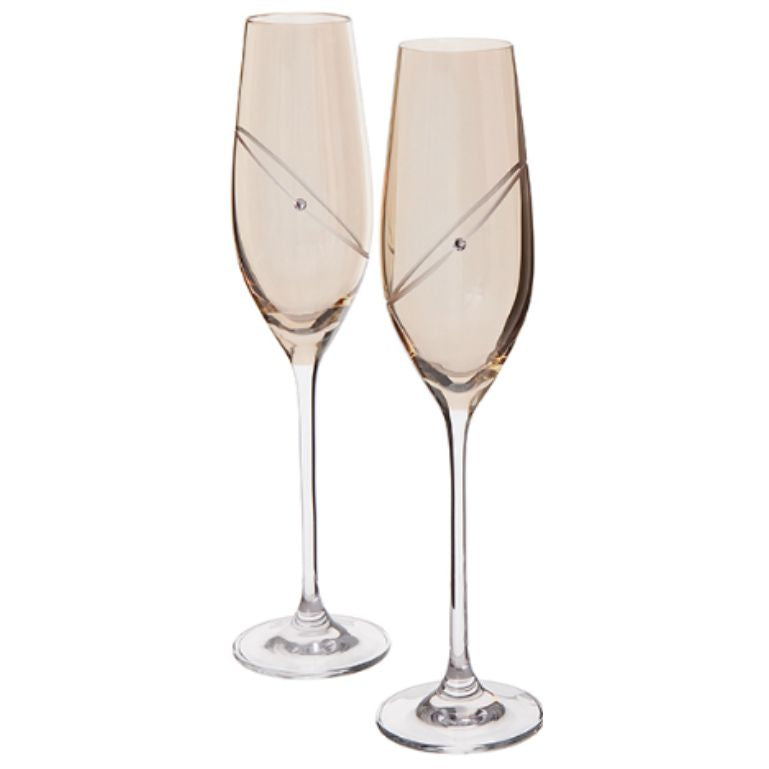 Celebrate Toasting Flutes - Glitz Gold Champagne Flute Glasses S/2