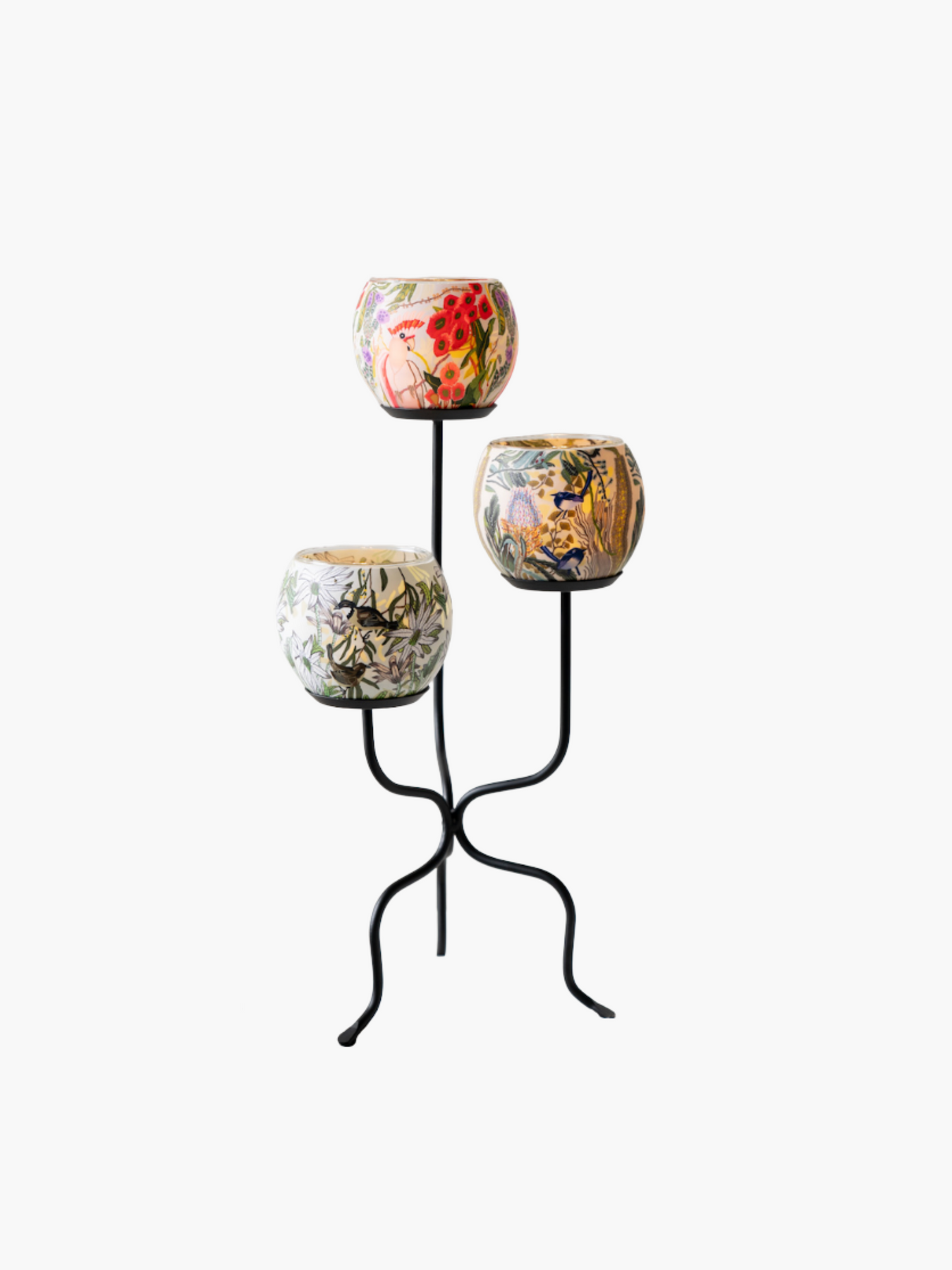 Tall 3 Tealight Candle Holder Iron Stand