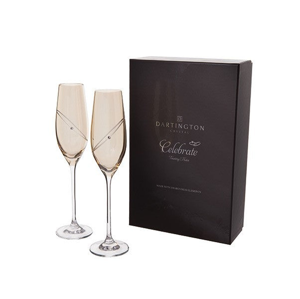 Celebrate Toasting Flutes - Glitz Gold Champagne Flute Glasses S/2