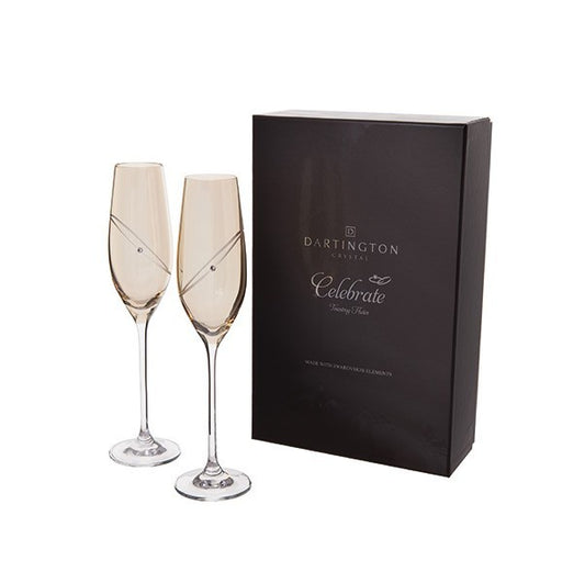 Celebrate Toasting Flutes - Glitz Gold Champagne Flute Glasses S/2