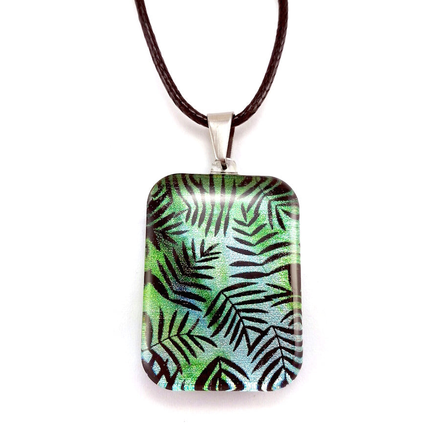 Huia Giftware Pendant - Rectangle Fern (Turquoise)