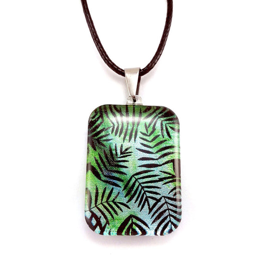 Huia Giftware Pendant - Rectangle Fern (Turquoise)