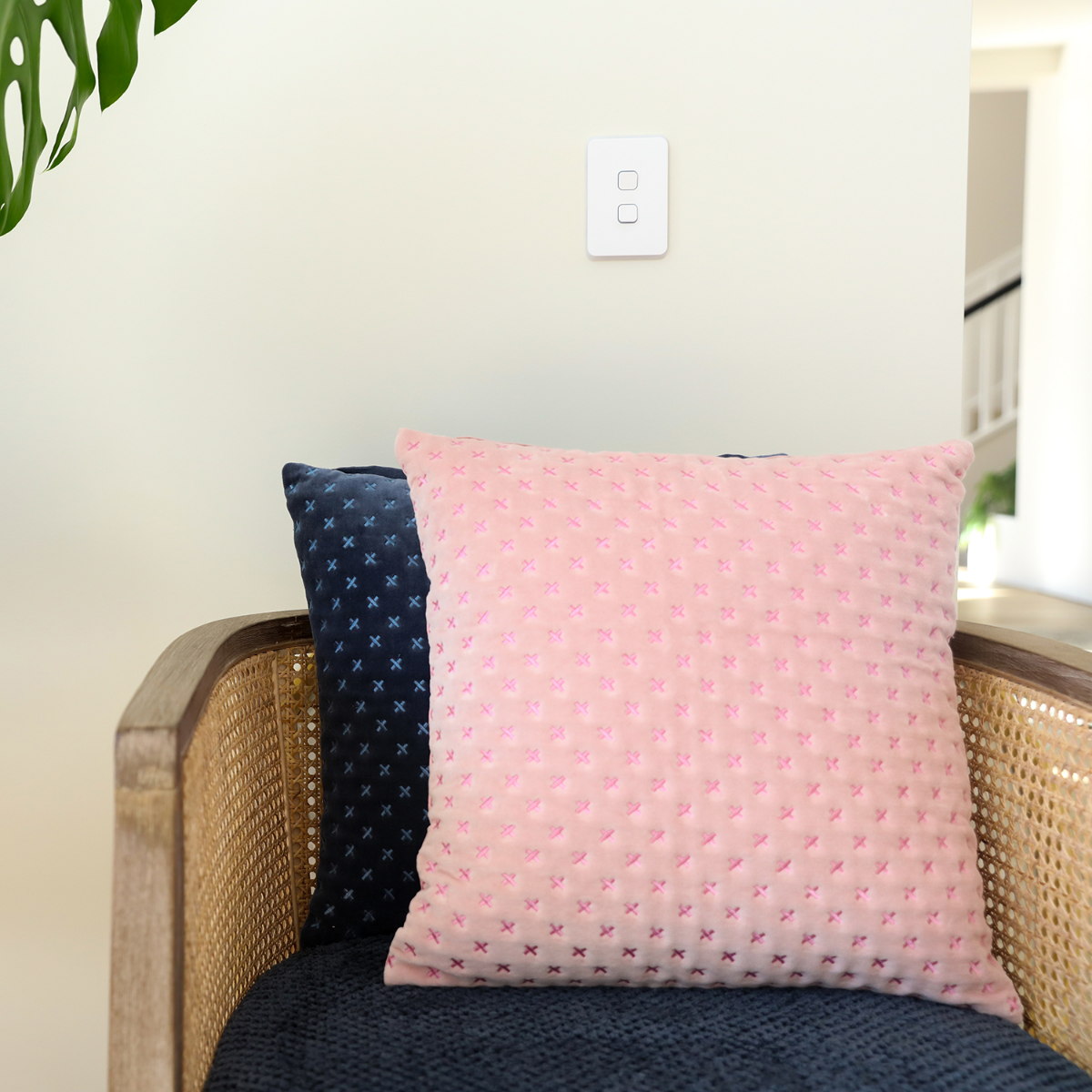 Botanica Navy Velvet Stitched Cushion
