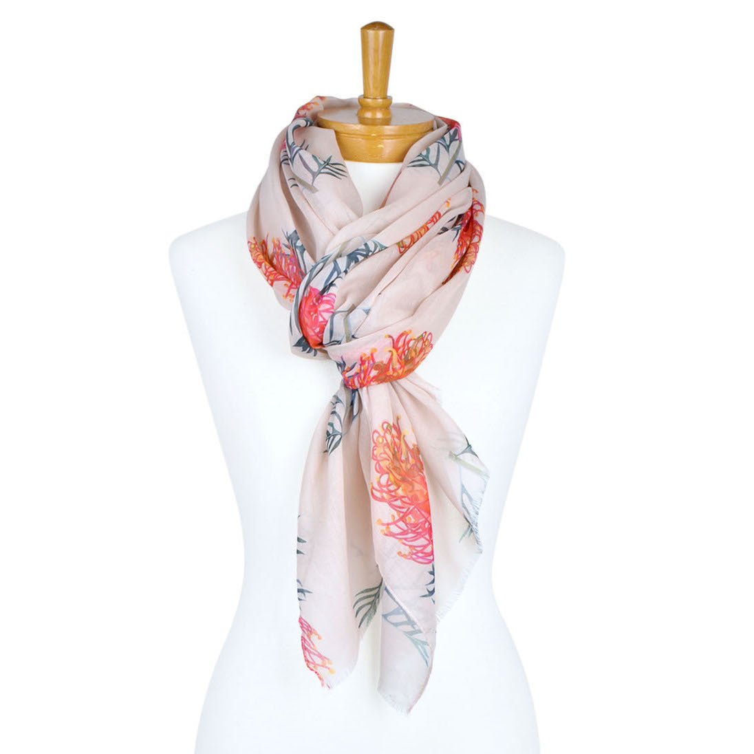 Beige Grevillea Flower Scarf
