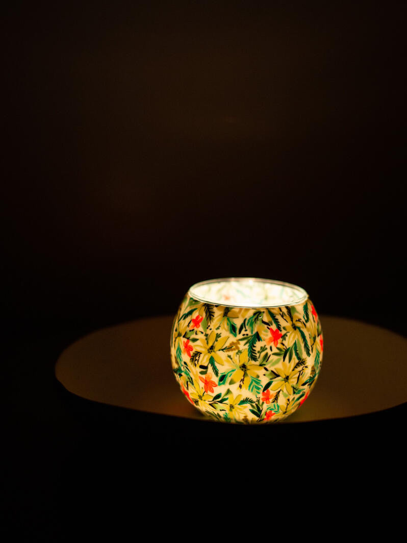White Poinsettias Tealight Candle Holder