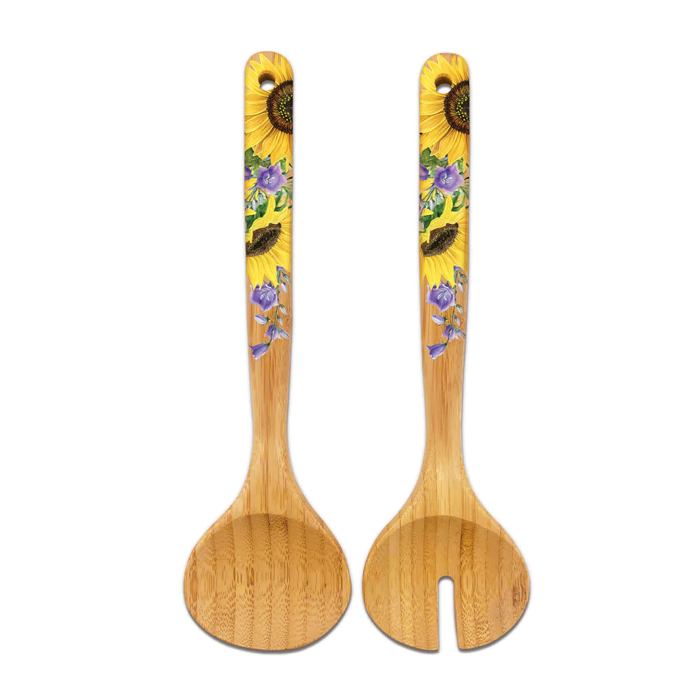 Sunflowers Bamboo Salad Servers