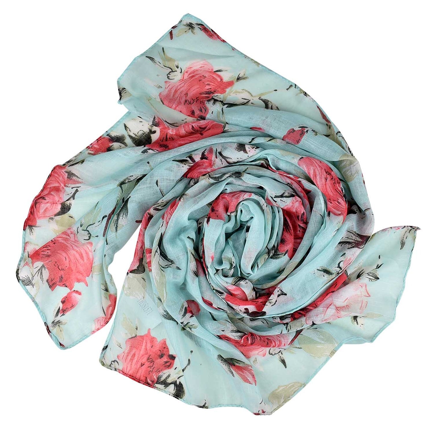 Teal Red Roses Scarf