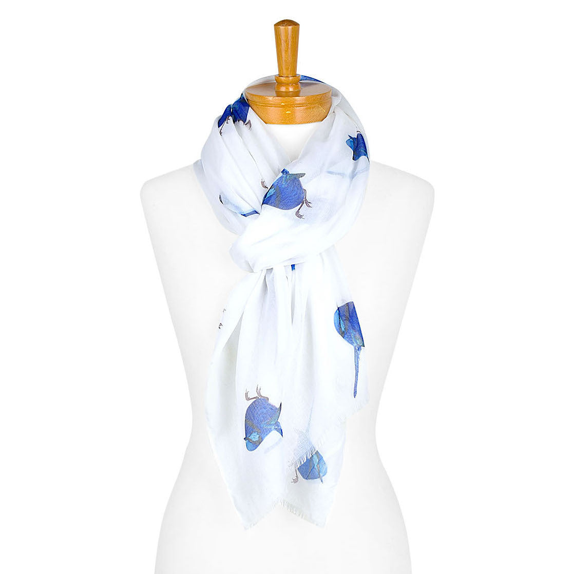 White Blue Wren Bird Scarf