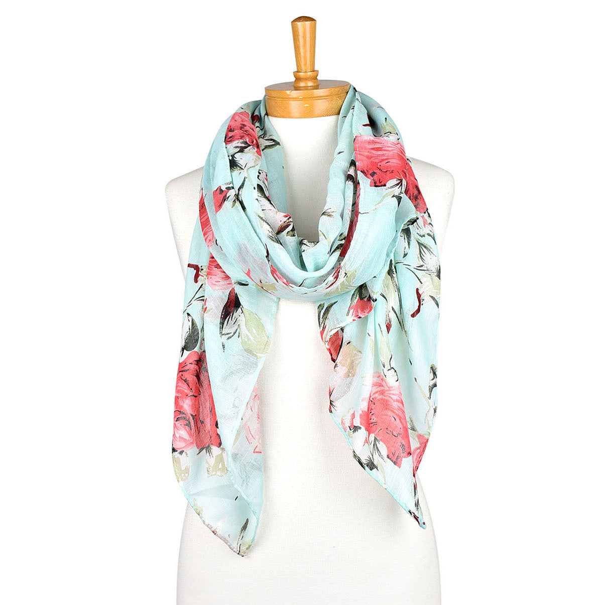 Teal Red Roses Scarf