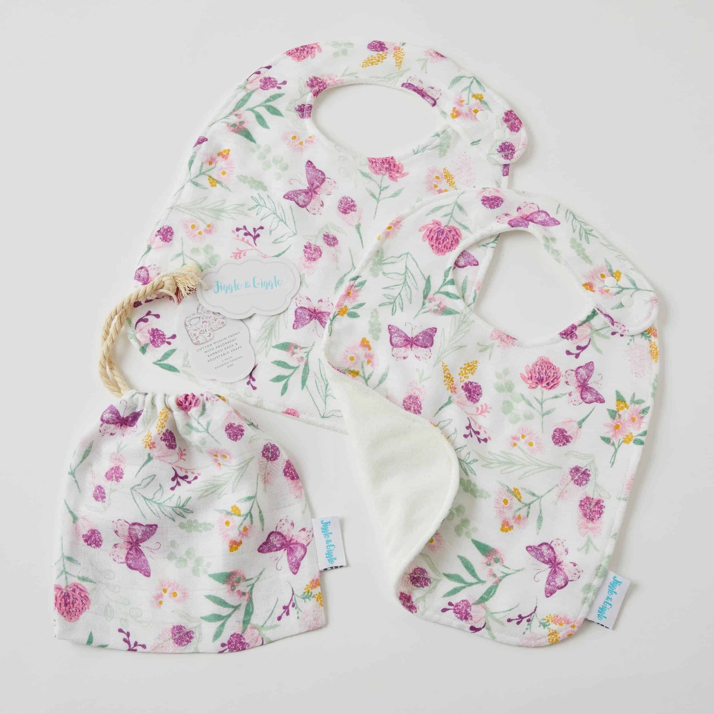 Muslin Bib 2pk - Butterfly