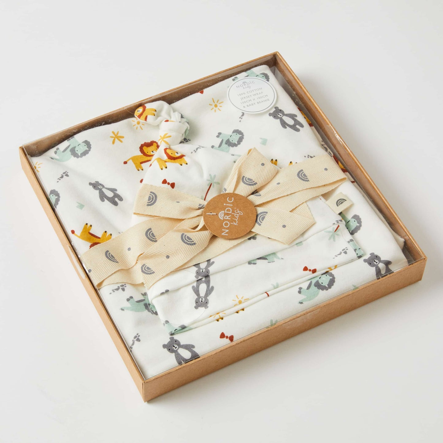 Adventure Baby Jersey Wrap & Knotted Beanie Gift Set