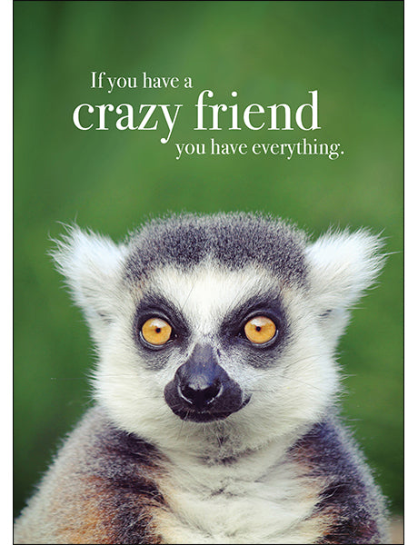 Animal Affirmations Card - Crazy Friend (Lemur)