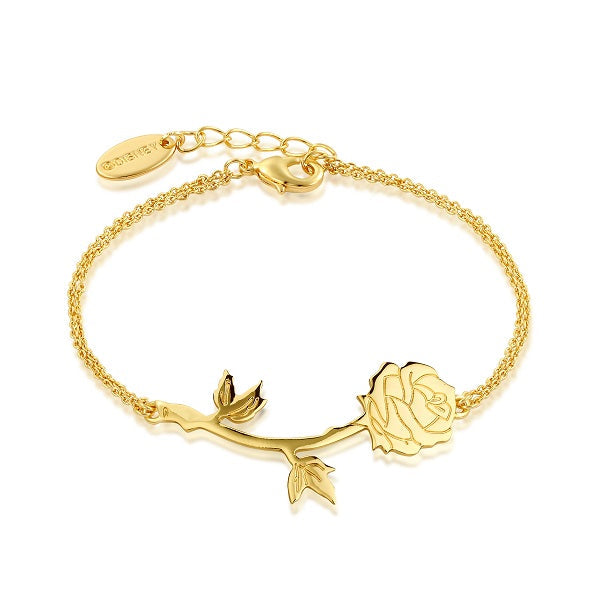 Disney Beauty & the Beast Rose Bracelet (Gold)
