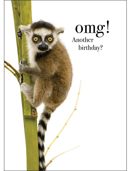 Animal Affirmations Card - OMG! Another Birthday? (Lemur)