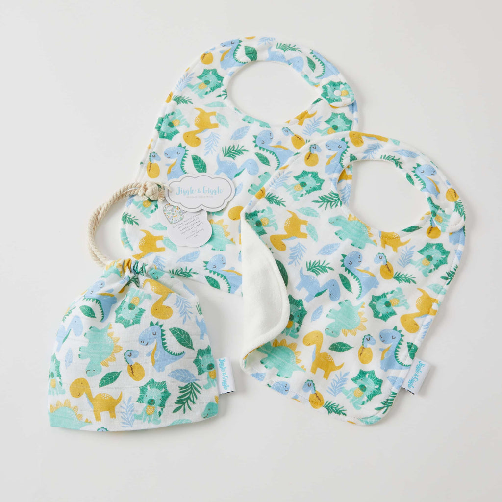 Muslin Bib 2pk - Dinosaurs