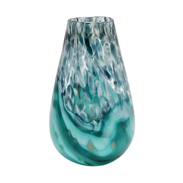 Dayle Glass Emerald & White Teardrop Vase (Large)