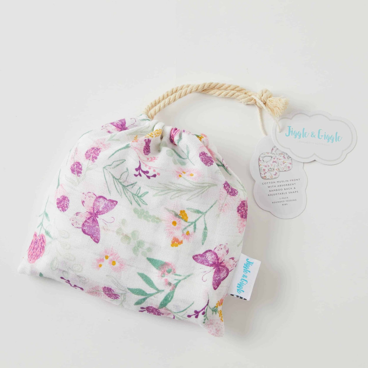 Muslin Bib 2pk - Butterfly