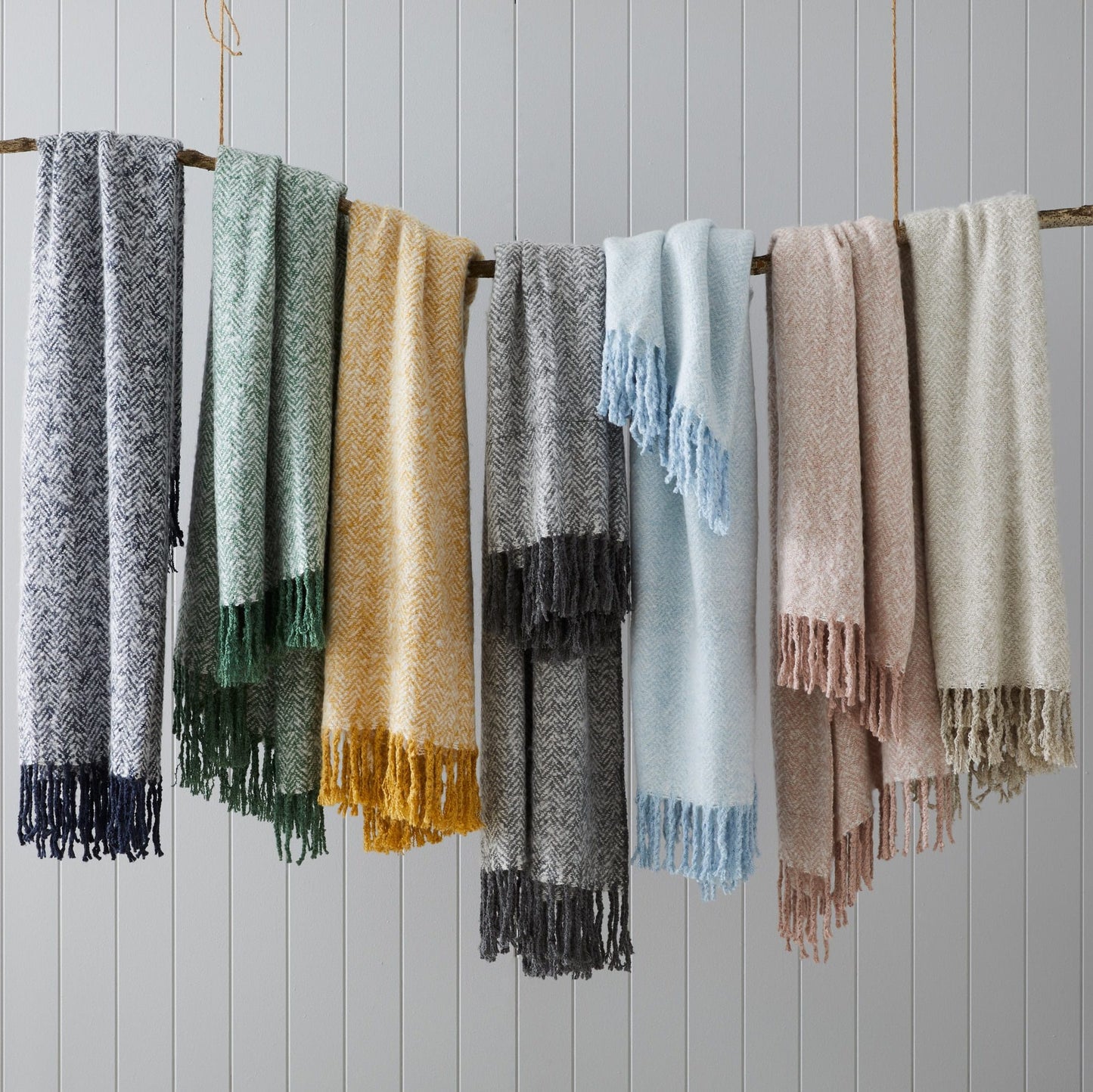 Herringbone Throw - Pale Blue
