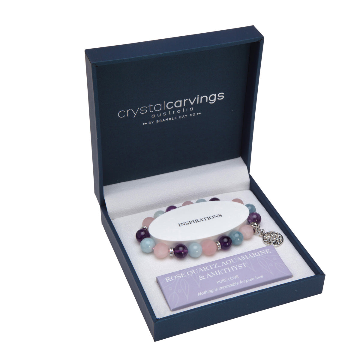 Tree of Life Bracelet - Aquamarine, Rose Quartz & Amethyst