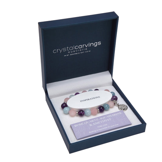 Tree of Life Bracelet - Aquamarine, Rose Quartz & Amethyst