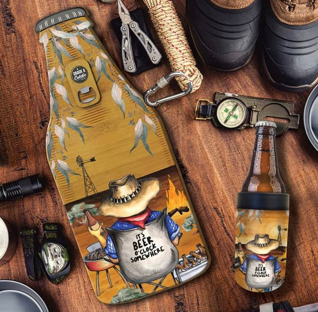 Bamboo Beer Bottle Shaped Board with Bottle Opener - Beer O’Clock Somewhere