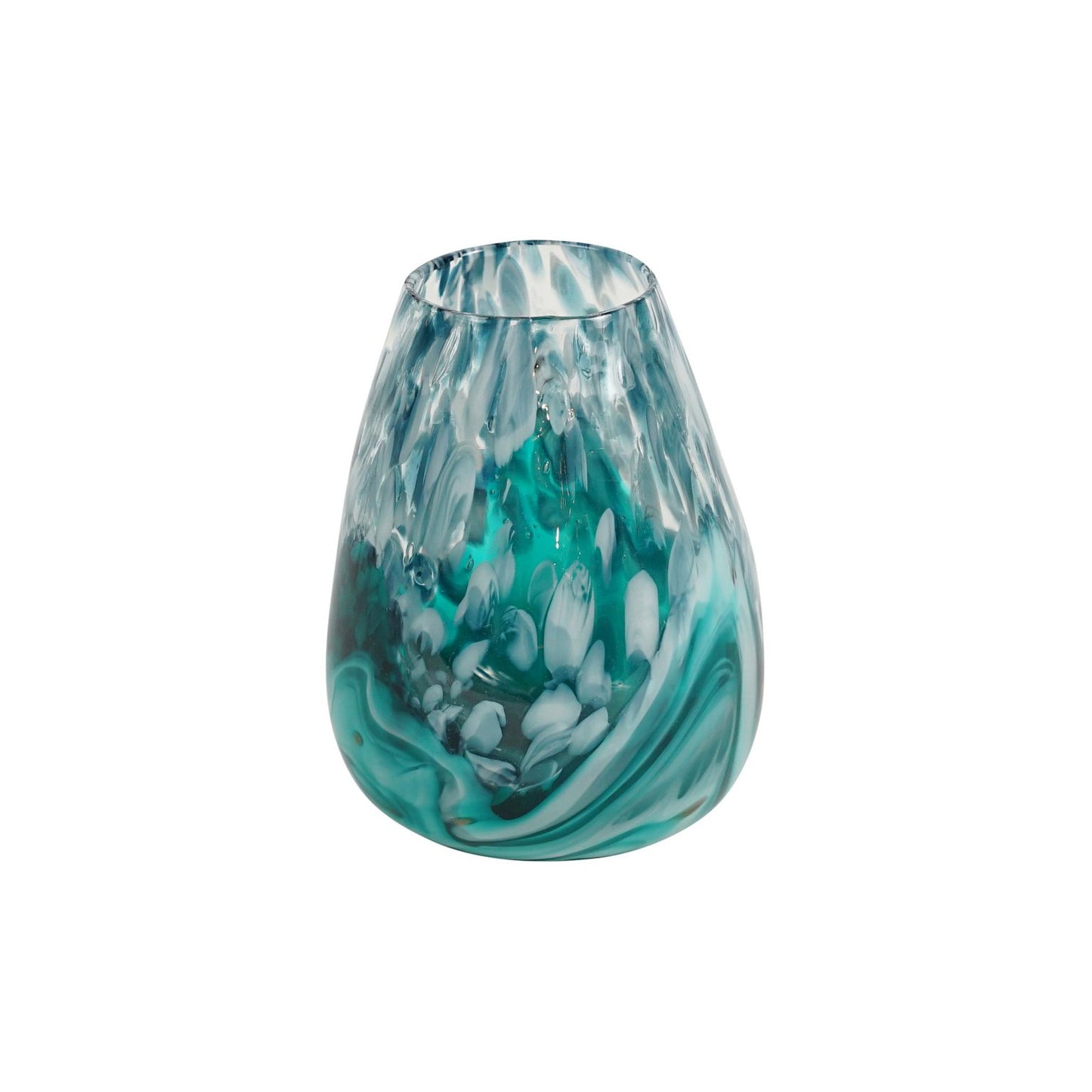 Dayle Glass Emerald & White Teardrop Vase (Small)