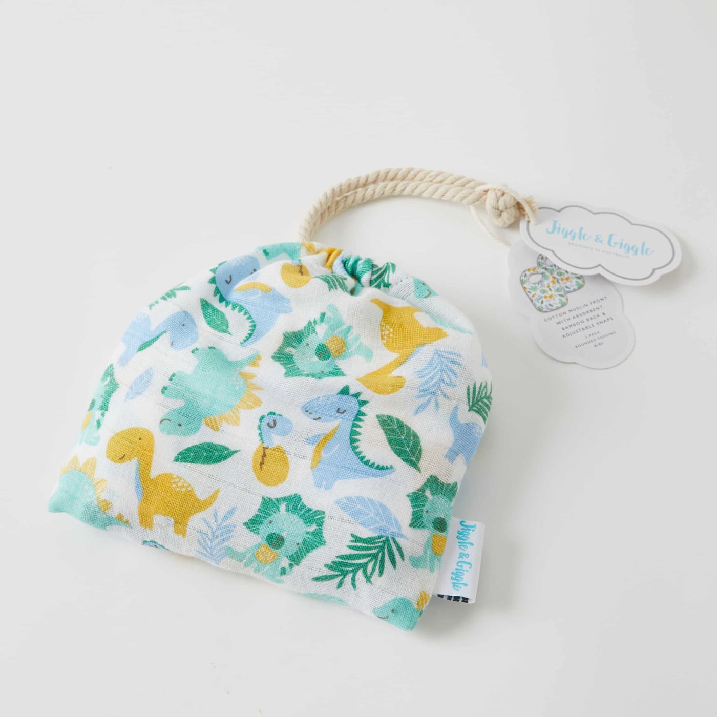Muslin Bib 2pk - Dinosaurs