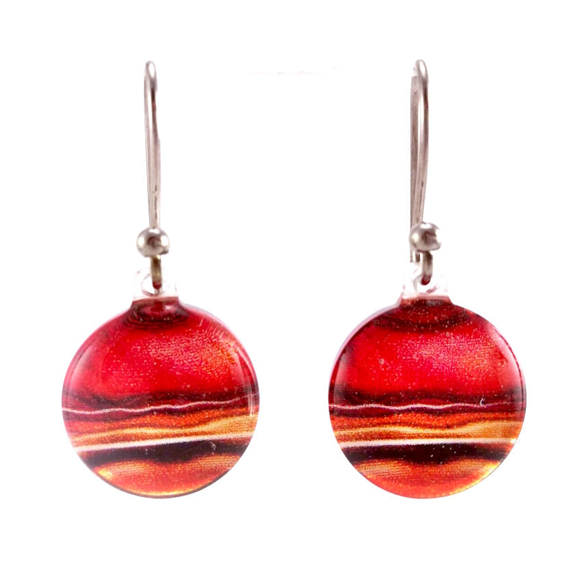 Huia Giftware Earrings - Round Marble (Red)