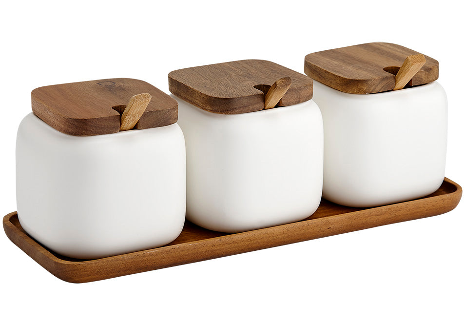 Essentials White Canister & Spoon Counter Set