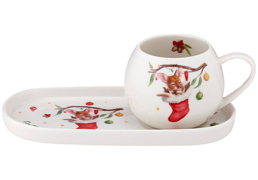 Little Aussie Christmas - Kangaroo Mini Hug Mug & Plate Set