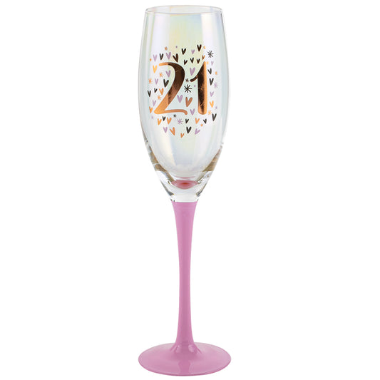 21st Birthday Pastel Rainbow Champagne Glass