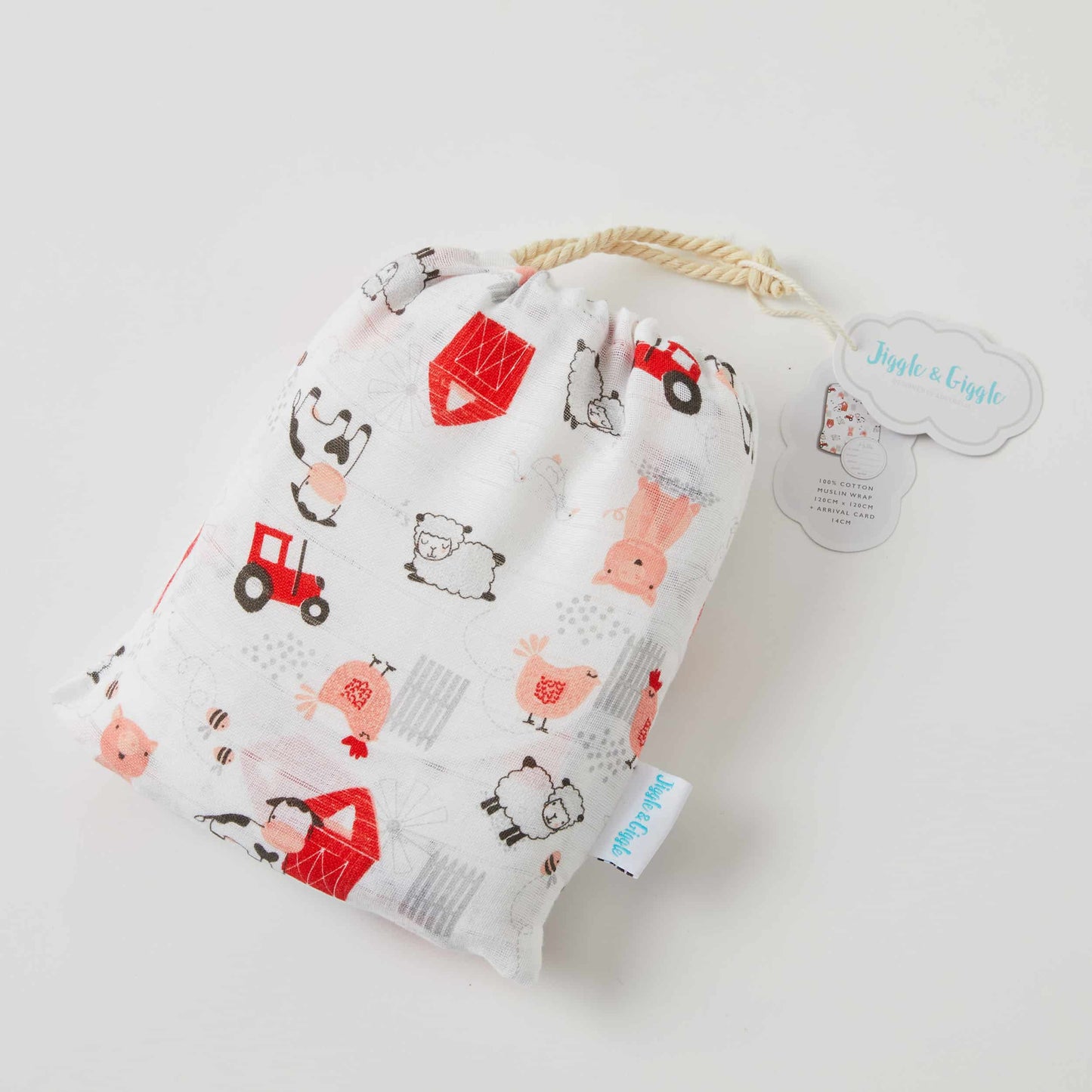Muslin Wrap & Arrival Card - Farm Animals