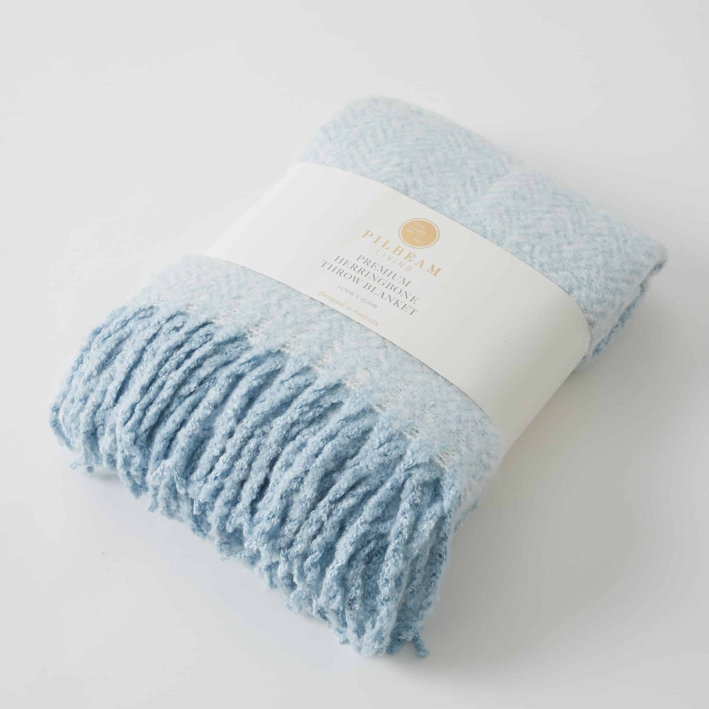 Herringbone Throw - Pale Blue