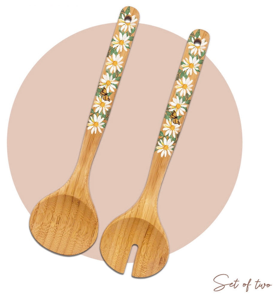 Daisies Bamboo Salad Servers