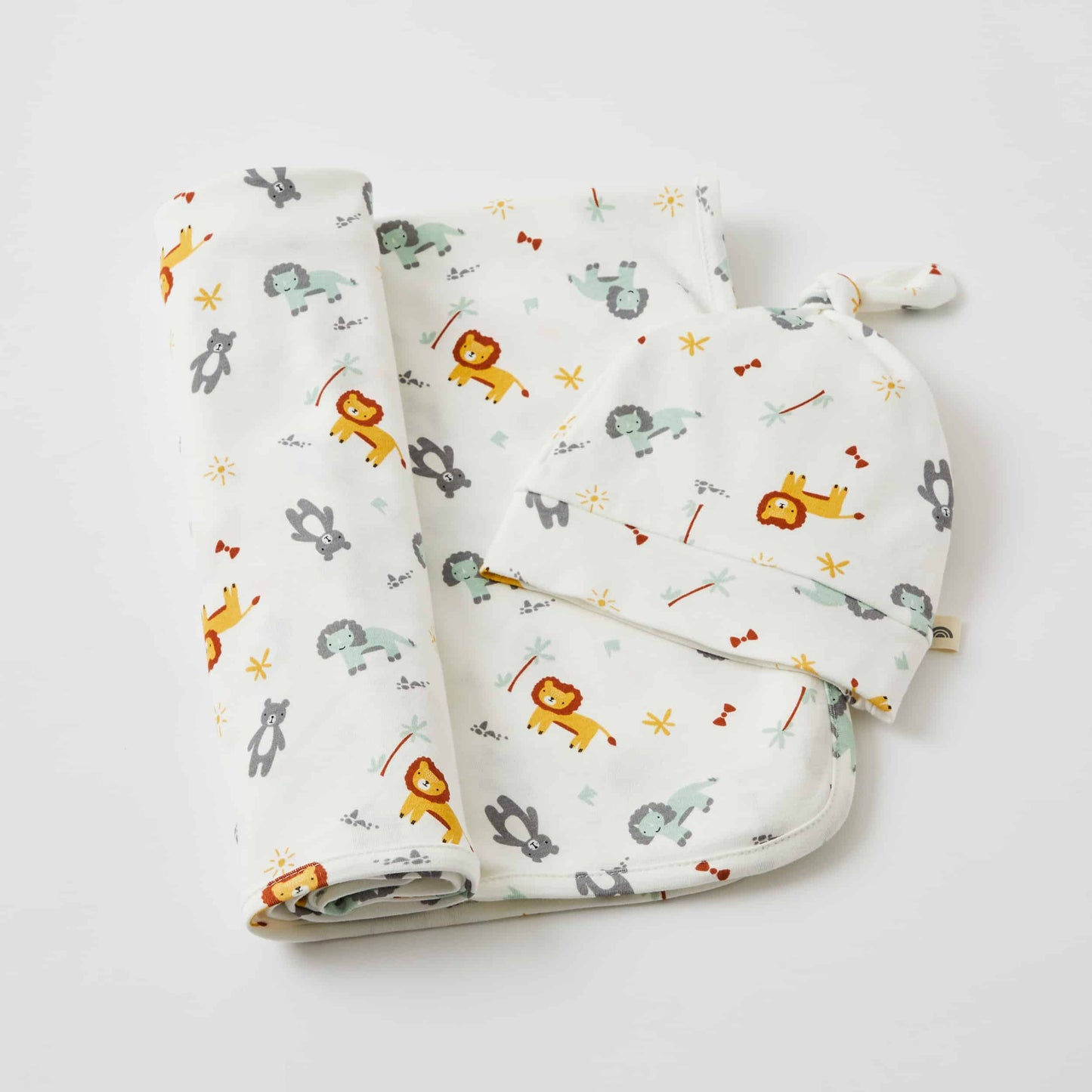 Adventure Baby Jersey Wrap & Knotted Beanie Gift Set