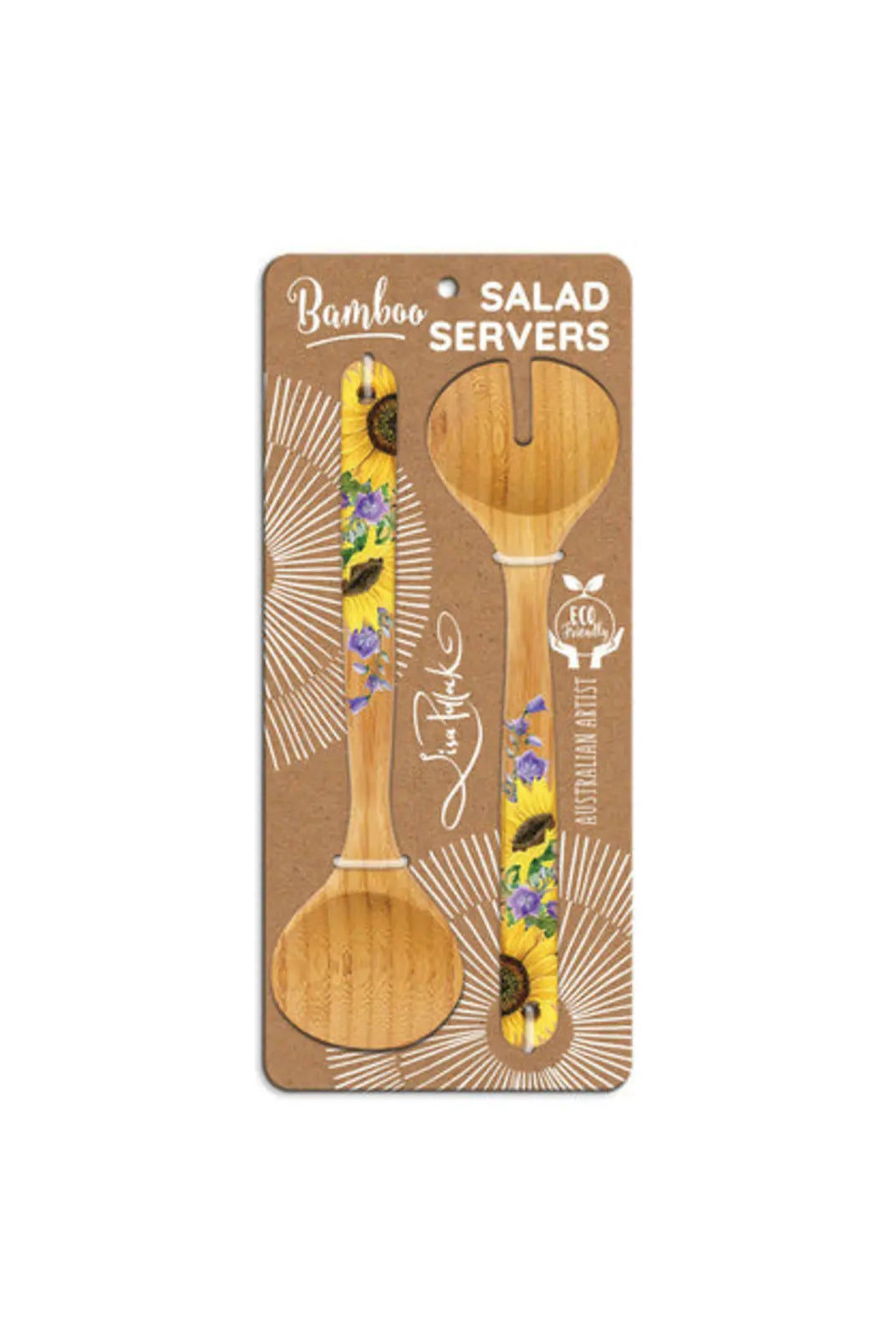 Sunflowers Bamboo Salad Servers