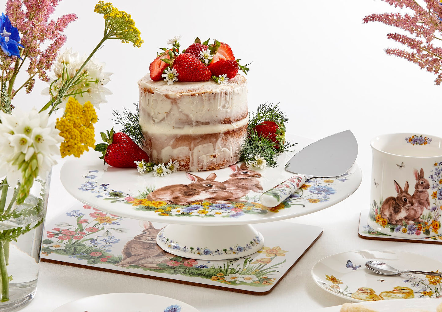 Morning Meadows Footed Cake Stand And Server Set