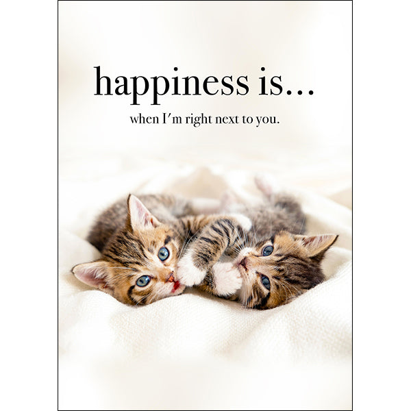 Animal Affirmations Card - Happiness Is…When l’m Right Next To You (Cats)