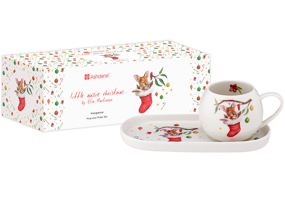 Little Aussie Christmas - Kangaroo Mini Hug Mug & Plate Set